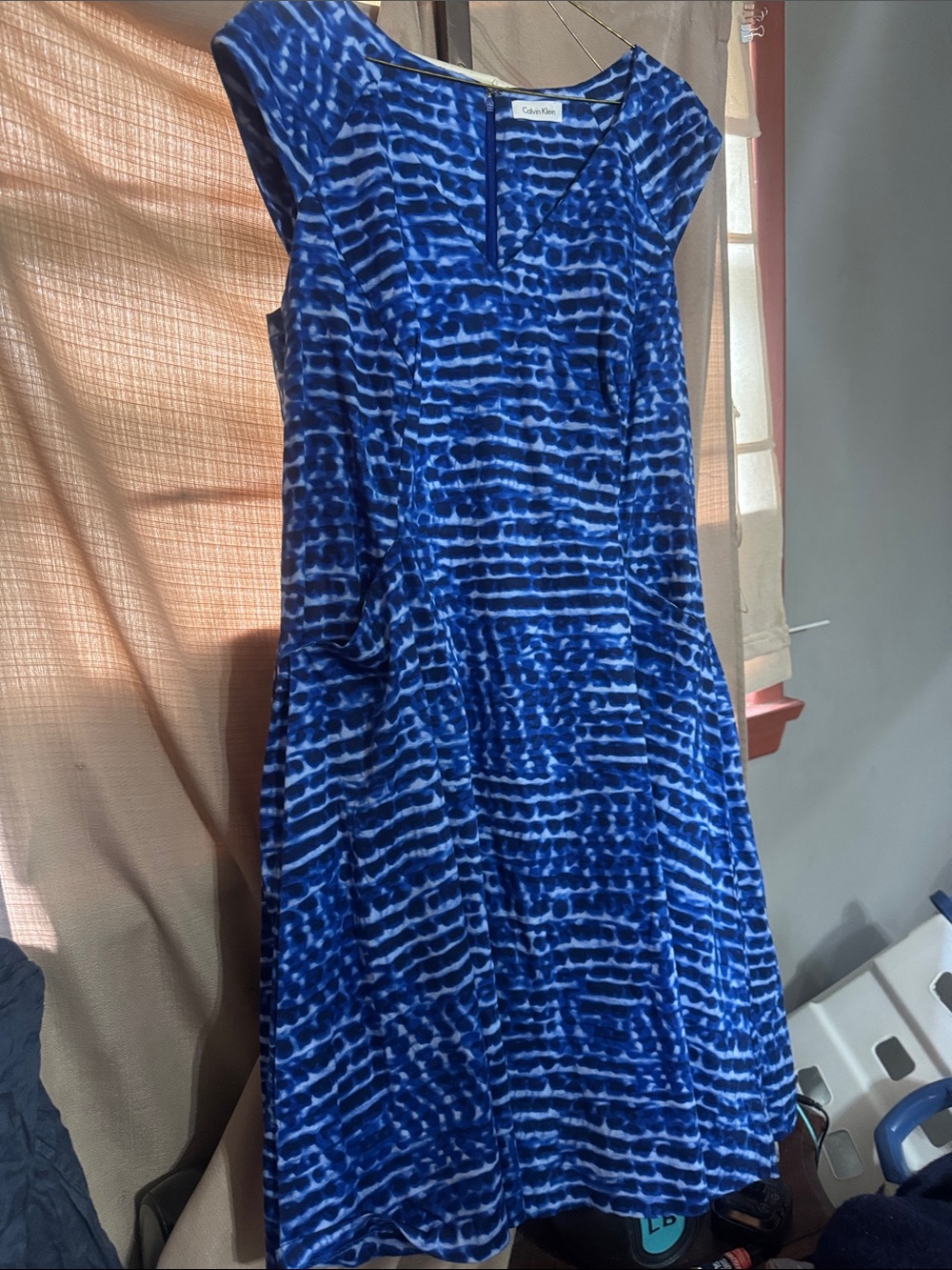 Blue Tie-Dye Cap Sleeve Dress